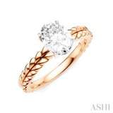 1/20 Ctw Oval Shape Round Cut Diamond Semi-Mount Engagement Ring in 14K Rose and White Gold