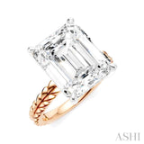 1/8 Ctw Emerald Shape Round Cut Diamond Semi-Mount Engagement Ring in 14K Rose and White Gold