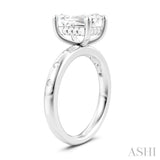 1/6 Ctw Akari Emerald Shape Round Cut Diamond Semi-Mount Engagement Ring in 14K White Gold