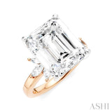 5/8 Ctw Emerald Shape Marquise and Round Cut Diamond Semi-Mount Engagement Ring in 14K Rose and White Gold