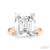5/8 Ctw Emerald Shape Marquise and Round Cut Diamond Semi-Mount Engagement Ring in 14K Rose and White Gold