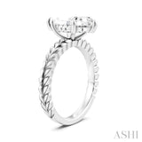 1/10 Ctw Marquise Shape Round Cut Diamond Semi-Mount Engagement Ring in 14K White Gold