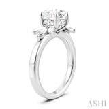 1/2 Ctw Akari Circular Shape Marquise and Round Cut Diamond Semi-Mount Engagement Ring in 14K White Gold