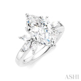 1/2 Ctw Akari Marquise and Round Cut Diamond Semi-Mount Engagement Ring in 14K White Gold