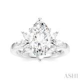 1/2 Ctw Akari Marquise and Round Cut Diamond Semi-Mount Engagement Ring in 14K White Gold