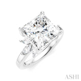 5/8 Ctw Akari Princess Shape Marquise and Round Cut Diamond Semi-Mount Engagement Ring in 14K White Gold