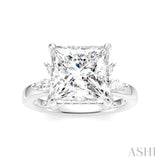 5/8 Ctw Akari Princess Shape Marquise and Round Cut Diamond Semi-Mount Engagement Ring in 14K White Gold