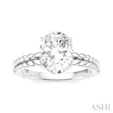 1/20 Ctw Oval Shape Round Cut Diamond Semi-Mount Engagement Ring in 14K White Gold