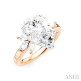 5/8 Ctw Akari Pear Shape Marquise and Round Cut Diamond Semi-Mount Engagement Ring in 14K Rose and White Gold