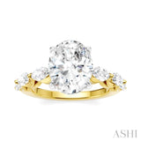 1 Ctw Oval Shape Marquise and Round Cut Diamond Semi-Mount Engagement Ring in 14K Yellow and White Gold