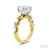1 Ctw Oval Shape Marquise and Round Cut Diamond Semi-Mount Engagement Ring in 14K Yellow and White Gold