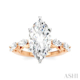 1 Ctw Marquise Shape Marquise and Round Cut Diamond Semi-Mount Engagement Ring in 14K Rose and White Gold