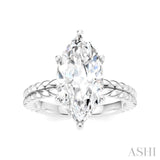 1/10 Ctw Marquise Shape Round Cut Diamond Semi-Mount Engagement Ring in 14K White Gold