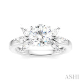 1/2 Ctw Akari Circular Shape Marquise and Round Cut Diamond Semi-Mount Engagement Ring in 14K White Gold