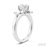 1/2 Ctw Akari Circular Shape Marquise and Round Cut Diamond Semi-Mount Engagement Ring in 14K White Gold