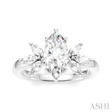 1/2 Ctw Akari Marquise and Round Cut Diamond Semi-Mount Engagement Ring in 14K White Gold