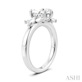 1/2 Ctw Akari Marquise and Round Cut Diamond Semi-Mount Engagement Ring in 14K White Gold
