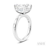 1/5 Ctw Akari Emerald Shape Round Cut Diamond Semi-Mount Engagement Ring in 14K White Gold