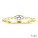 1/6 Ctw Petite Bezel Set Marquise Cut Diamond Bead Bijoux Stackable Ring in 14K Yellow Gold