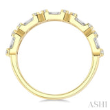 3/4 Ctw Elongated Cushion Mount Link Fusion Baguette and Round Cut Diamond Fashion Band in 14K Yellow Gold