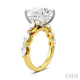 1 Ctw Princess Shape Marquise and Round Cut Diamond Semi-Mount Engagement Ring in 14K Yellow and White Gold