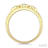 3/4 Ctw 3-Stone Bezel Set Round Cut Diamond Bead Bijoux Fashion Ring in 14K Yellow Gold
