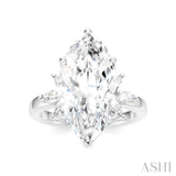 5/8 Ctw Akari Marquise and Round Cut Diamond Semi-Mount Engagement Ring in 14K White Gold