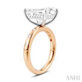 1/5 Ctw Akari Emerald Shape Round Cut Diamond Semi-Mount Engagement Ring in 14K Rose and White Gold