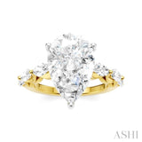 1 Ctw Pear Shape Marquise and Round Cut Diamond Semi-Mount Engagement Ring in 14K Yellow and White Gold