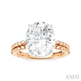 1/10 Ctw Oval Shape Round Cut Diamond Semi-Mount Engagement Ring in 14K Rose and White Gold