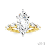 1 Ctw Marquise Shape Marquise and Round Cut Diamond Semi-Mount Engagement Ring in 14K Yellow and White Gold