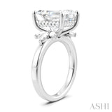 5/8 Ctw Emerald Shape Marquise and Round Cut Diamond Semi-Mount Engagement Ring in 14K White Gold