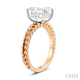 1/10 Ctw Emerald Shape Round Cut Diamond Semi-Mount Engagement Ring in 14K Rose and White Gold