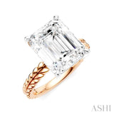 1/8 Ctw Emerald Shape Round Cut Diamond Semi-Mount Engagement Ring in 14K Rose and White Gold