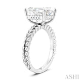 1/10 Ctw Emerald Shape Round Cut Diamond Semi-Mount Engagement Ring in 14K White Gold