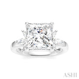 1/2 Ctw Akari Princess Shape Marquise and Round Cut Diamond Semi-Mount Engagement Ring in 14K White Gold