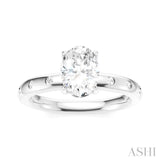 1/6 Ctw Akari Oval Shape Round Cut Diamond Semi-Mount Engagement Ring in 14K White Gold