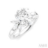 1/2 Ctw Akari Oval Shape Marquise and Round Cut Diamond Semi-Mount Engagement Ring in 14K White Gold
