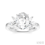 1/2 Ctw Akari Oval Shape Marquise and Round Cut Diamond Semi-Mount Engagement Ring in 14K White Gold