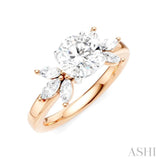 1/2 Ctw Akari Circular Shape Marquise and Round Cut Diamond Semi-Mount Engagement Ring in 14K Rose and White Gold