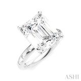 1/5 Ctw Akari Emerald Shape Round Cut Diamond Semi-Mount Engagement Ring in 14K White Gold