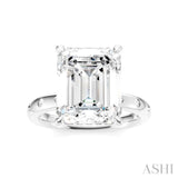 1/5 Ctw Akari Emerald Shape Round Cut Diamond Semi-Mount Engagement Ring in 14K White Gold