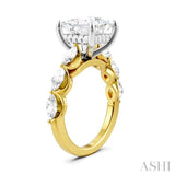 1 Ctw Princess Shape Marquise and Round Cut Diamond Semi-Mount Engagement Ring in 14K Yellow and White Gold