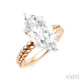 1/10 Ctw Marquise Shape Round Cut Diamond Semi-Mount Engagement Ring in 14K Rose and White Gold