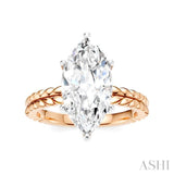 1/10 Ctw Marquise Shape Round Cut Diamond Semi-Mount Engagement Ring in 14K Rose and White Gold