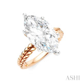 1/8 Ctw Marquise Shape Round Cut Diamond Semi-Mount Engagement Ring in 14K Rose and White Gold