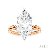 1/8 Ctw Marquise Shape Round Cut Diamond Semi-Mount Engagement Ring in 14K Rose and White Gold
