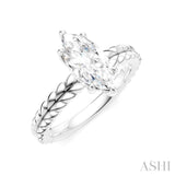 1/20 Ctw Marquise Shape Round Cut Diamond Semi-Mount Engagement Ring in 14K White Gold