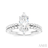 1/20 Ctw Marquise Shape Round Cut Diamond Semi-Mount Engagement Ring in 14K White Gold