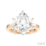 1/2 Ctw Akari Marquise and Round Cut Diamond Semi-Mount Engagement Ring in 14K Rose and White Gold